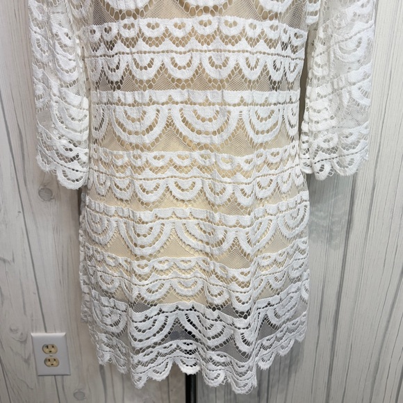 SPIAGGIA DOLCE White Crochet Kimono Swim Coverup Tassel Tie Front, Large - Picture 8 of 12